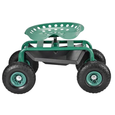 Zdjęcie produktu dla In And OutdoorMatch Niemiecki stołek ogrodowy - Z kółkami - Mobilny stołek - 81x445x54 cm - Stal - Do ogrodu