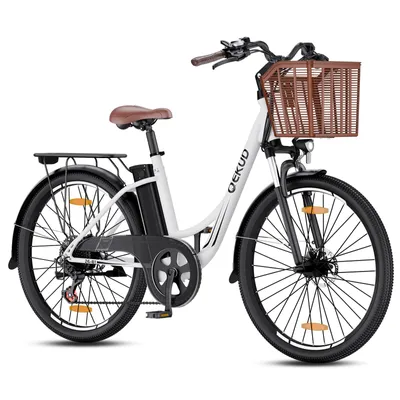 Produktbild von E-Bike Damen/Herren, 26 Zoll/27.5 Zoll Elektrofahrrad mit 36V 13Ah Li-Ion Akku, 250W Motor, Reichweite bis zu 90-100KM im Hybrid Model– Weiß
