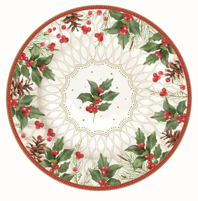 Produktbild von Kuchenteller CHRISTMAS BERRIES Mistelzweige D. 19cm Porzellan Easy Life