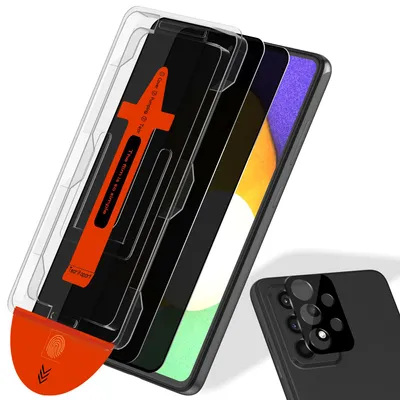Produktbild von 2-Pack Samsung A52s Displayschutzfolie Privacy & 1-Pack Kameraschutz - Gehärtetes Glas | [Automatische Installation] - Blasenfrei