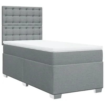 Produktbild von vidaXL Boxspringbett mit Matratze Hellgrau 90x200 cm Stoff