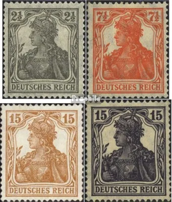 Produktbild von Briefmarken Deutsches Reich 1916 Mi 98-100,101 (kompl.Ausg.) gestempelt Germania Wz 1 / Ergänzung-Werte