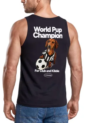 Produktbild von Tanktop Herren mit Grafik-Print - Fussball Design Soccer Dackel - Trägershirt Baumwolle Sommer Sport Streetwear Neverless®