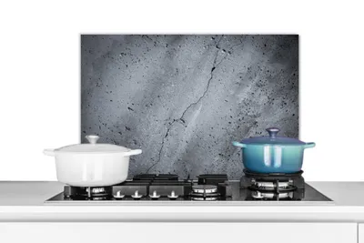 Obrázek produktu pro KitchenYeah® Splashback kitchen - Kuchyňský splashback - Ochrana stěny sporáku a dřezu - Beton - Šedá - Prasklina 60x40 - Alu-Dibond (alternativa ke skleněnému splashbacku) - Tepelně odolný - Splashback na sporák -