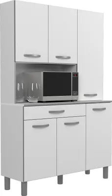 Produktbild von Küchenbuffet >Essential 22< in Weiss / Alu - 120x185x40cm (BxHxT)
