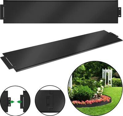Obrázek produktu pro XMTECH Okrajová lišta pro trávník, kovová, 20 metrů, výška 18 cm, slouží jako hraniční pás pro trávník a záhony, černá barva