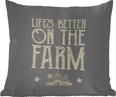 Produktbild von MuchoWow® Zierkissen Sofakissen Wohnzimmer Dekokissen 45x45 cm Vintage - Bauernhof - Tiere - Schlafpolster - Polster für das Sofa