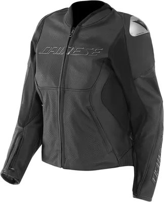 Immagine prodotto di Giacca da moto in pelle da donna Dainese Racing 5, nera, con fori di ventilazione, taglia 40