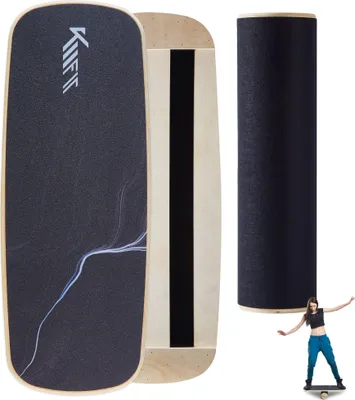 Produktbild von KM-Fit Balance Board | dřevěná balanční deska | indoor skateboard indoor board | surfovací prkno, surfovací prkno pro trénink koordinace | síla a rovnováha