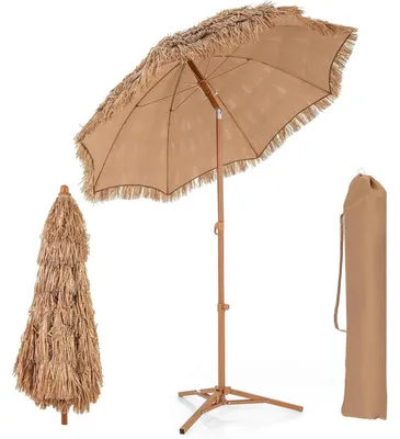 Produktbild von Sonnenschirm Hawaii Ø 175 cm knickbar mit Ständer Natur