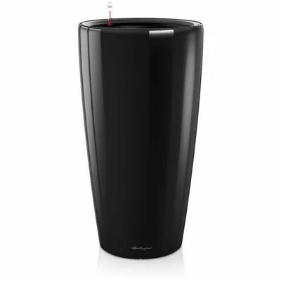Image de LECHUZA Pot de plantes RONDO Premium 40 Noir brillant | Colonne de plantes avec système d'arrosage | Surface brillante | Ø 40 x 75 cm | 15749