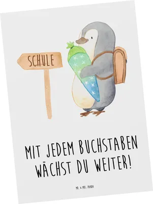Produktbild von Mr. & Mrs. Panda Grußkarte Schulanfang Inspiration - Weiß - Geschenk, Zuversicht, Geschenkideen, Fotokarte, Postkarten, Postkarte, Vertrauem, Ansichtskarte, Wissen, Trost