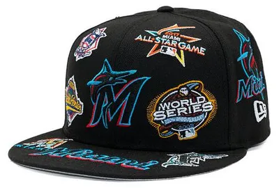 Immagine prodotto di Cappello New Era - MLB, logo all-over, modello 59FIFTY - Miami Marlins - colore della squadra