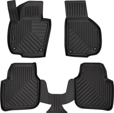 Image de tapis de sol en caoutchouc 3D pour voiture - Jeu de tapis de voiture - Tapis de sol en caoutchouc tous temps - Tapis de voiture antidérapant & imperméable - convient à Skoda Superb ІІ (3T) (2008-2015)