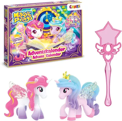 Produktbild von CRAZE MAGIC PONYS Adventskalender Kinder – Pferde Spielzeug Weihnachtskalender für Mädchen mit Pony Figuren & Zubehör – Perfekt für kleine Pferdefans