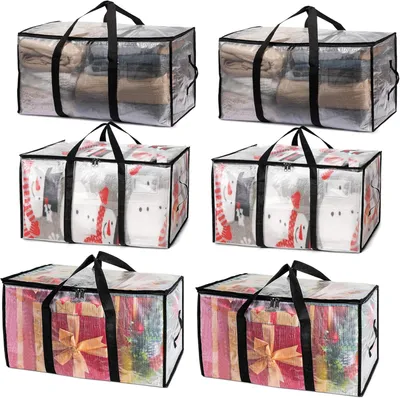Produktbild von Große, robuste, transparente/wasserdichte Umzugstaschen mit Reißverschluss für Kleidung, Verpackungsmaterial und Aufbewahrung