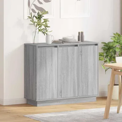 Zdjęcie produktu dla vidaXL Kredens LED szary Sonoma 90 x 32 x 75 cm materiał drewnopochodny