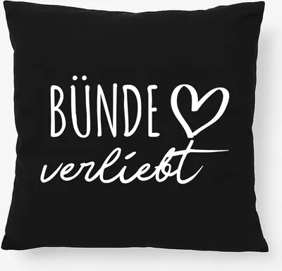 Produktbild von Huuraa Kissen Bünde verliebt 40x40cm mit Füllung Black Baumwolle Dekokissen Geschenkidee