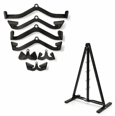 Productafbeelding van PH Fitness Multi Grip Set 7 – 7 Kabelgrepen met A-Frame Opbergrek