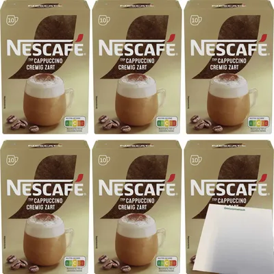 Obrázek produktu pro Nescafe Gold type Cappuccino Creamy Delicate nápojový prášek 6x140g balení (60x14g tyčinek) + usy blok