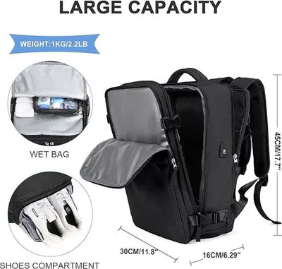 Produktbild von Famanu Handgepäck Rucksack - Leichtgewichtig mit USB-Ladeanschluss