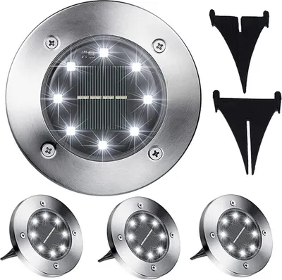 Produktbild von 4er LED Solarleuchte Solarlampe Bodenstrahler 8Leds Außen Gartenstrahler Werk4