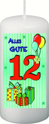 Produktbild von FRAdo-Trend Kerze zum 12. Geburtstag, Weiß