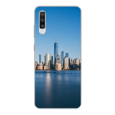 Produktbild von MuchoWow® Handyhülle Schutzhülle Hülle für Samsung Galaxy A70 New York - Skyline - Blau Silikon Softcase Handy Hülle - Schutzhaube
