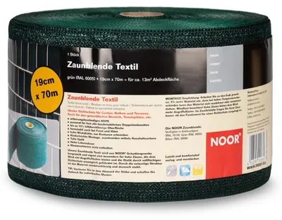 Produktbild von NOOR Sichtschutzstreifen TEXTIL 19 cm x 70 m Anthrazit - winddurchlässiger Sichtschutz für Doppelstabmattenzaun - UV-beständiges HDPE