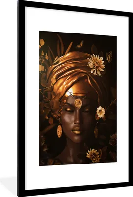 Produktbild von MuchoWow® MuchoWow® Gerahmtes Poster Frau - Blumen - Accessoires 60x90 cm - Poster mit zchwarzem Bilderrahmen - Dekoration - Wandposter Wohnzimmer - Hochwertig