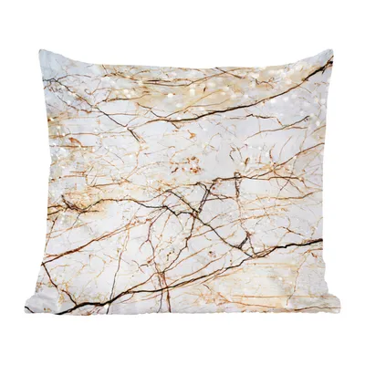 Produktbild von MuchoWow® Zierkissen Sofakissen Wohnzimmer Dekokissen 60x60 cm Marmor - Weiß - Braun - Sitzfläche - Foto Polster