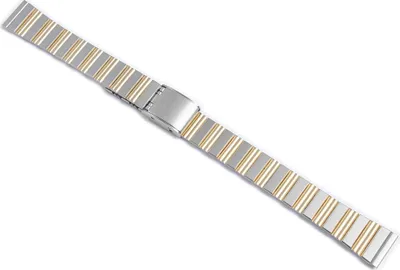 Produktbild von Edelstahl-Uhrenarmband, silber- und goldfarben, Hakenverschluss, 12 mm