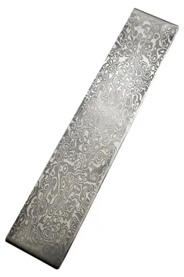 Damaststahl-Billet, gemusterter Stahl, Schneidrohling, 22x3x0,3 cm