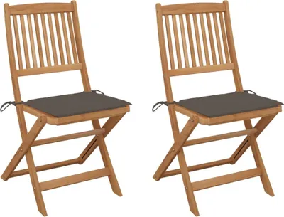 Produktbild von Maison Exclusive - Klappbare Gartenstühle 2 Stk. mit Kissen Massivholz Akazie