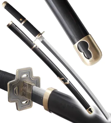 Produktbild von One Piece Katana aus Holz Klinge aus Holz Katana Yubashiri Schwarz Replik Schwert Zoro Säbel Klinge aus Holz
