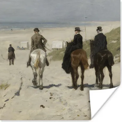Produktbild von MuchoWow® Poster Morgendliche Fahrt am Strand entlang - Gemälde von Anton Mauve 30x30 cm - Wandposter - Printing