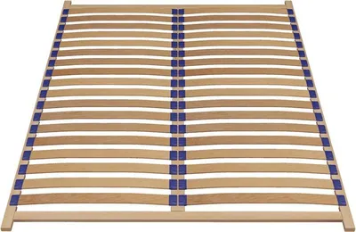 Produktbild von Stabiler Bettrahmen 160x200 mit 36 gebogenen Federleisten | Farbe: Naturlackiertes Holz