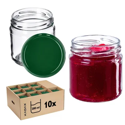 Immagine prodotto di KADAX barattoli da conserva con coperchio "Lerma", barattoli da conserva, 200 ml, coperchio verde, 10 pezzi