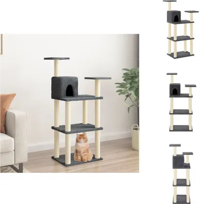 Zdjęcie produktu dla vidaXL Drapak z sizalowymi słupkami do drapania ciemnoszary 119 cm - Drapaki