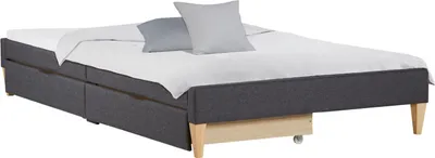 Obrázek produktu pro Polsterbett 90x200 cm mit 2 Bettkästen Grau Einzelbett Futonbett Bett Bettgestell Lattenrost Jugendbett Gästebett