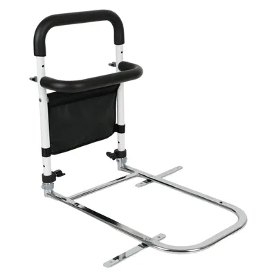 Produktbild von Bettgitter mit 2 rutschfeste Griffe&Aufbewahrungstasche, Aufstehhilfe aus Stahl bis 136 kg, Bett Einstiegshilfe, EIN- und Aussteigen aus dem Bett