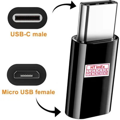 Produktbild von Micro-Usb-Stecker Auf Usb-C-Buchse Typ-C-Adapter HQ Port-Konverter- schwarz