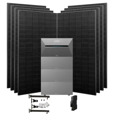 Produktbild von 3640W Balkonkraftwerke Anker Solarbank E2700 3 Pro mit smart meter und 3 BP2700 Erweiterungsbatterie mit Halterung für Flachdach