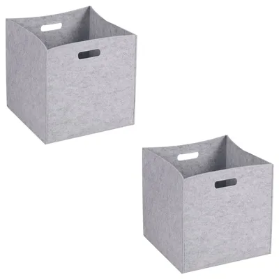 Produktbild von Faltbox FELT grau 32x32cm - Aufbewahrungsbox im 2er Set, Regalkorb, Stoffbox aus Filz, praktische Ordnungsbox