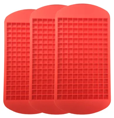 3 Mini-Silikon-Eiswürfelformen, 160 Fächer, quadratisch, rot