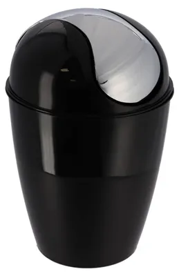 Produktbild von Konischer Kunststoff-Abfalleimer mit Deckel, 5,6 l, schwarz
