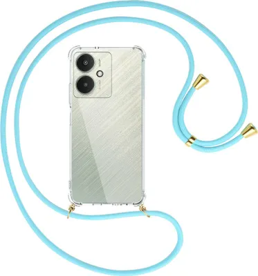 Produktbild von Handykette Backcover-Schutzhülle mit Band (Metall goldfarben) für Xiaomi Redmi 13C 5G, Poco M6 5G - himmelblau