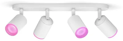 Produktbild von Philips Hue White and Color ambiance Fugato Viererspot weiß, Intelligente Deckenbeleuchtung, Bluetooth/Zigbee, Weiß, LED, Metall, GU10