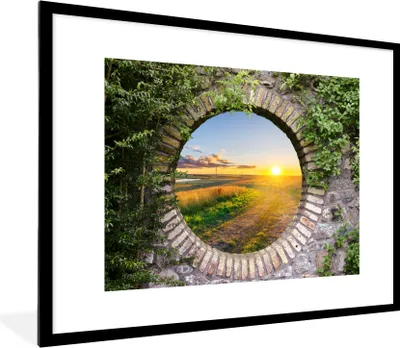 Produktbild von MuchoWow® Gerahmtes Poster Landleben - Aussicht - Sonne 80x60 cm - Poster mit Schwarzem Bilderrahmen Wandposter Rahmen Foto Bilder - Schlafzimmer-Dekorationen - Fotoposter