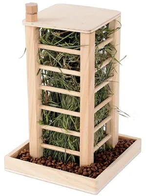Produktbild von Heuraufe für Kleintiere 36,5 × 24,5 × 24,5 cm, Futterstation für Kaninchen, Meerschweinchen und Hasen